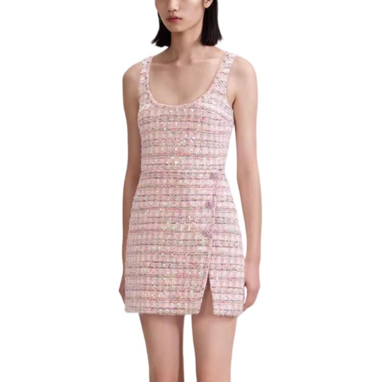 (Women) Self-Portrait Pink Tweed Midi Dress – Elegant Princess Style with High-End Charm SWF343Y10800 圖 3