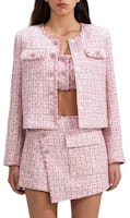 (Women) Self-Portrait Pink Tweed Plaid Button-Up Long Sleeve Jacket SWF341T00400-171433 (Women) Self-Portrait Pink Tweed Plaid Button-Up Long Sleeve Jacket SWF341T00400-171433