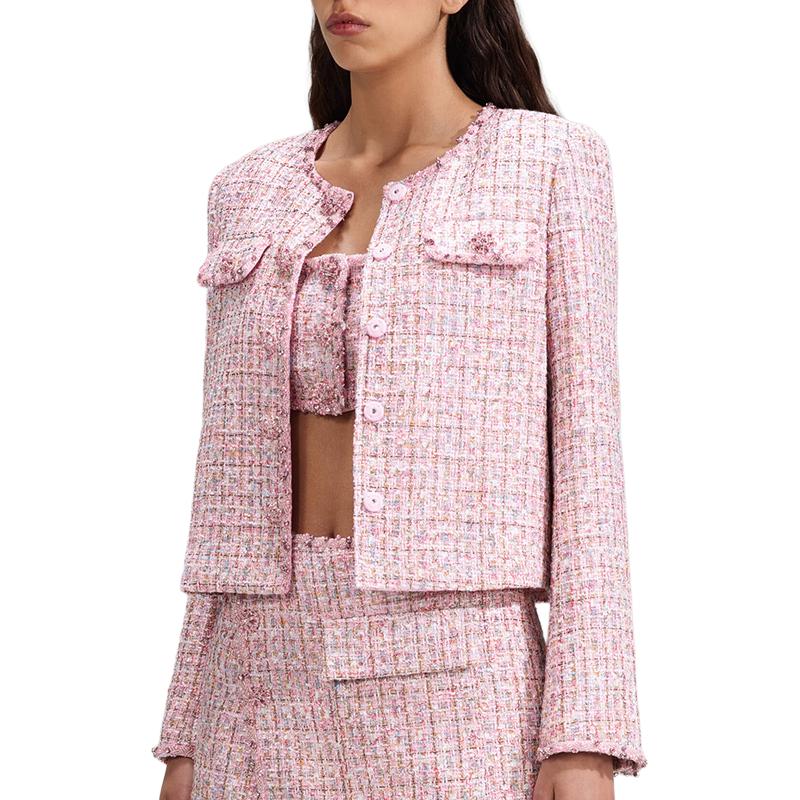 Lookbook (W) Self-Portrait 粉紅格紋鈕扣長袖外套 SWF341T00400-171433