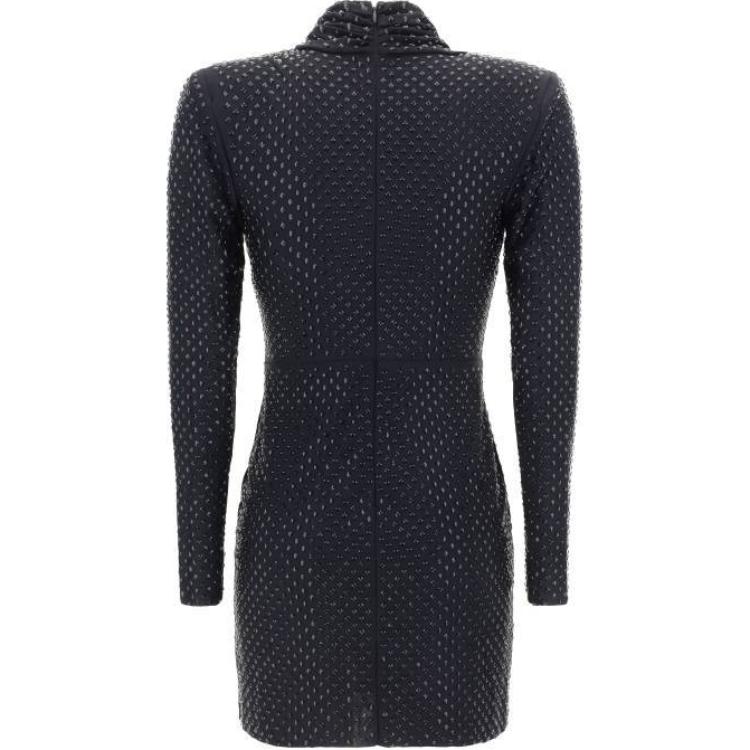 (Women) Self-Portrait Polka Dot Fitted Short Long Sleeve Dress Women Black PF24167S-BLACK 圖 3