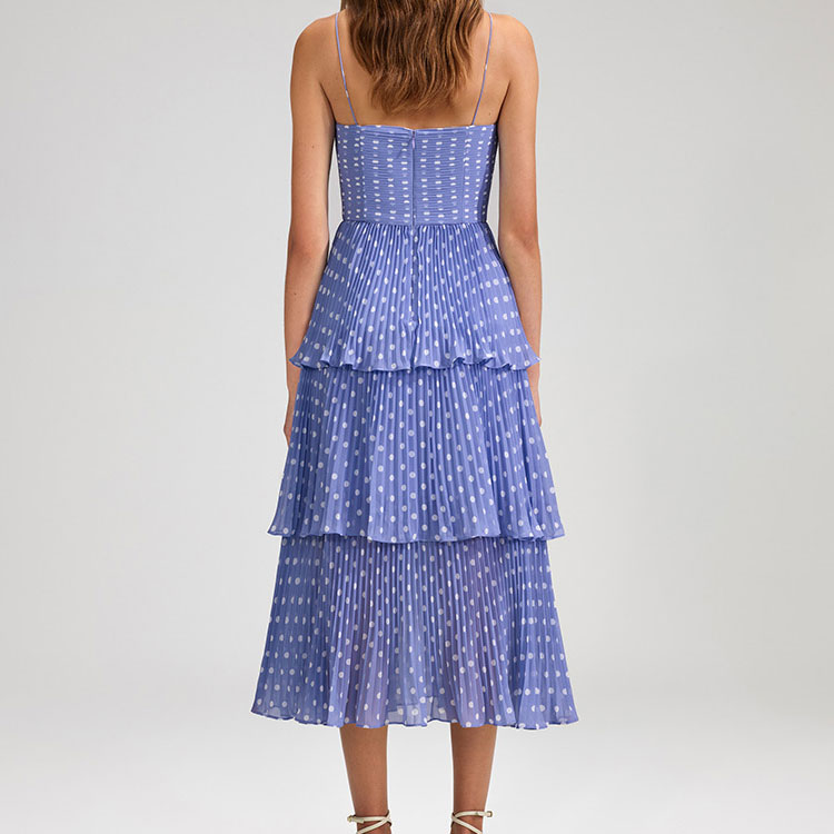 (Women) Self-Portrait Polka Dot Ruffled Spaghetti Strap Maxi Dress - Purple. SWF342Y11400 圖 4