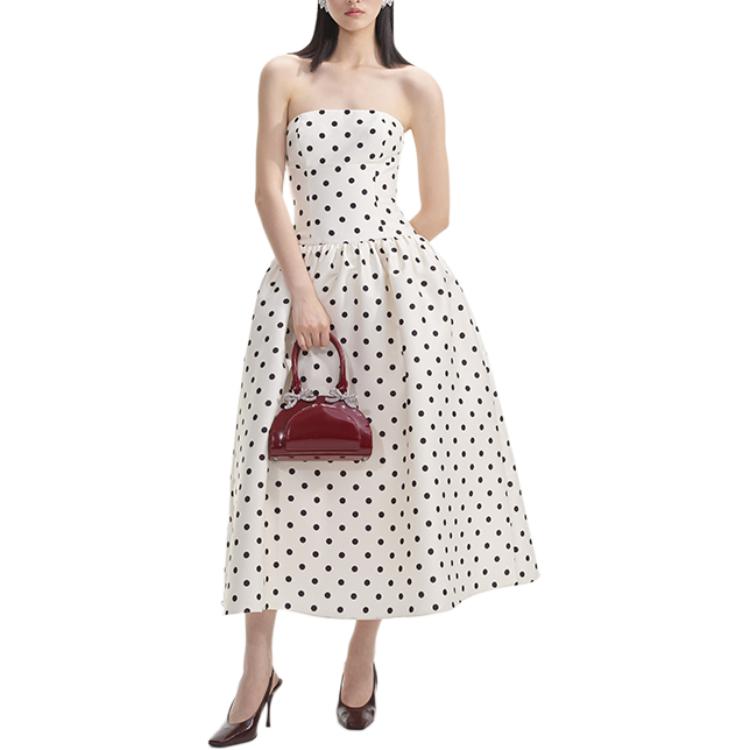 (Women) Self-Portrait Polka Dot Sleeveless Midi Dress for Women - White Dot Pattern SWF354Y12800 圖 2