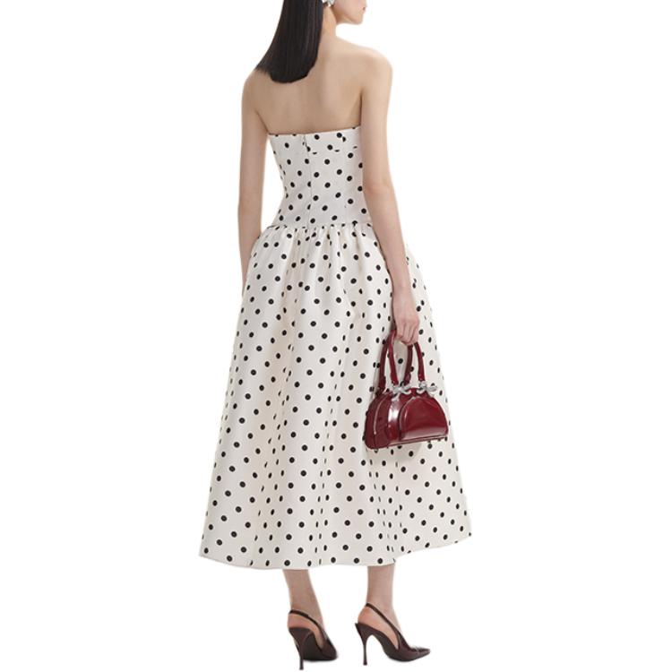(Women) Self-Portrait Polka Dot Sleeveless Midi Dress for Women - White Dot Pattern SWF354Y12800 圖 3