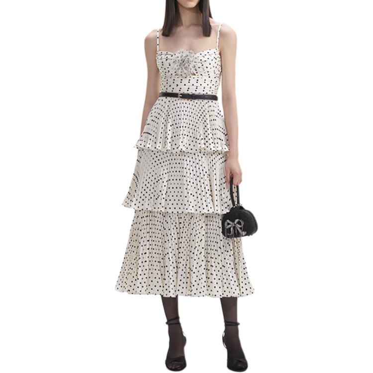 (Women) Self-Portrait Polka Dot Sleeveless Midi Dress Women - White Dot Pattern SWF354Y13600 圖 3