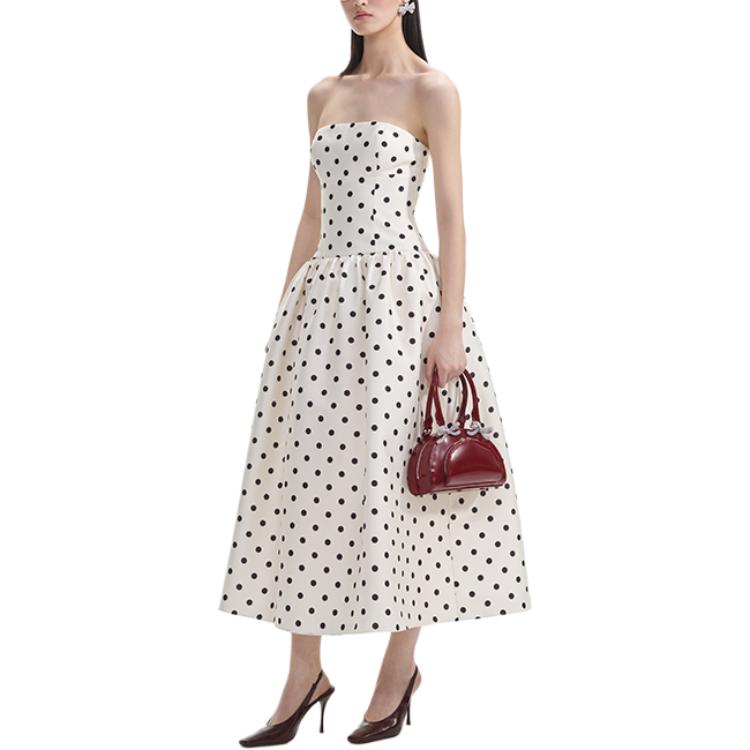 (Women) Self-Portrait Polka Dot Sleeveless Midi Dress for Women - White Dot Pattern SWF354Y12800 圖 4