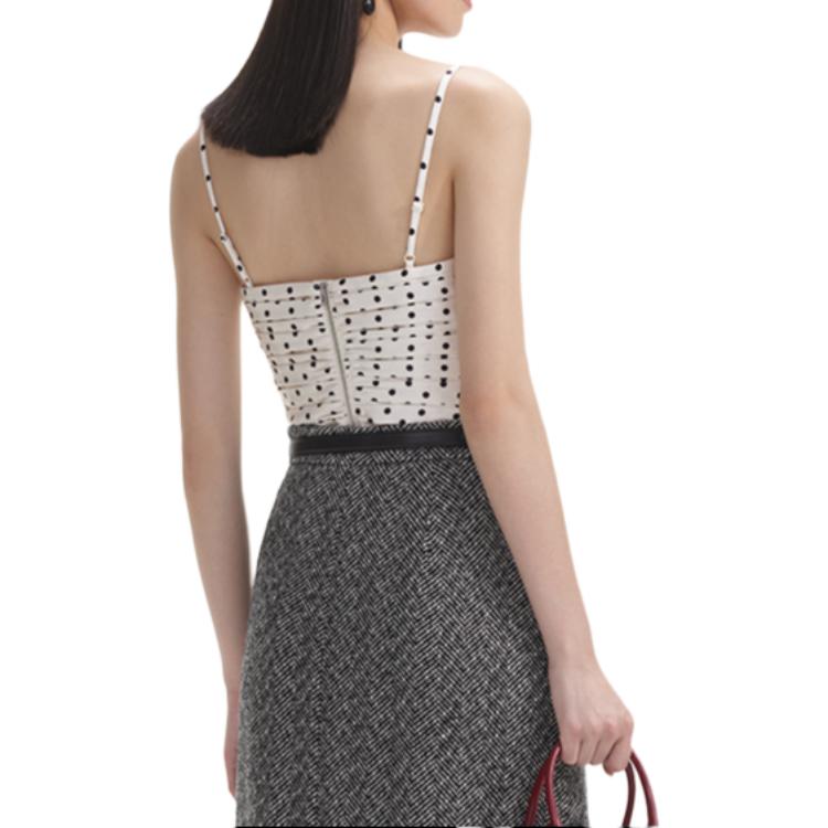 Lookbook (W) Self-Portrait 白色波點修身吊帶上衣 女款 波點圖案 SWF354B01200