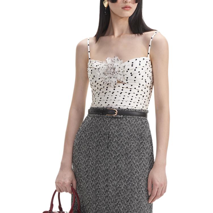 Shop (W) Self-Portrait 白色波點修身吊帶上衣 女款 波點圖案 SWF354B01200