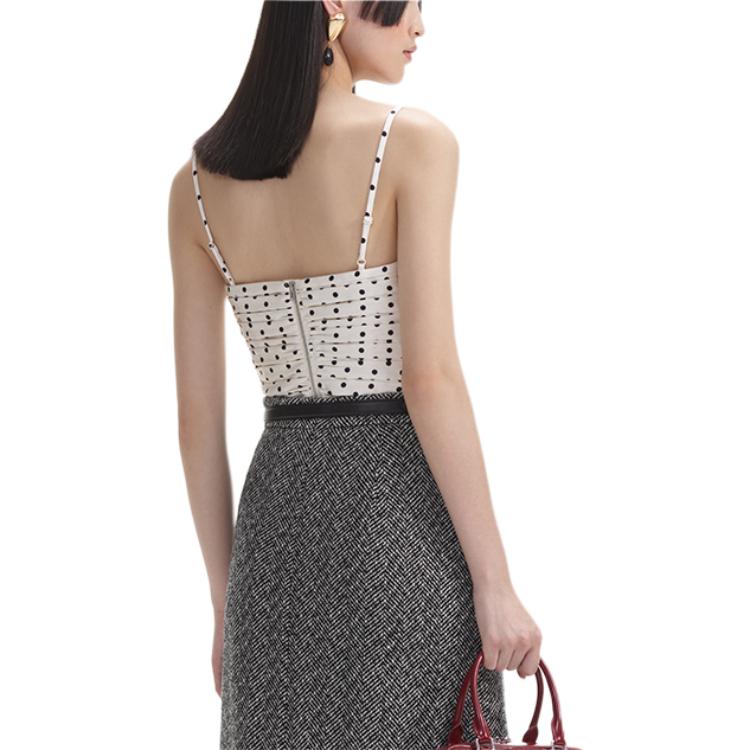 Purchase (W) Self-Portrait 白色波點修身吊帶上衣 女款 波點圖案 SWF354B01200