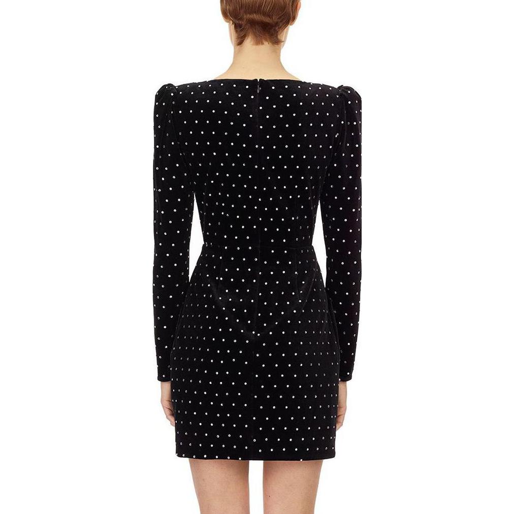 (Women) Self-Portrait Polka Dot Velvet Puff Sleeve Slim Fit Black Evening Dress for Women. SWF204Y08600 圖 4