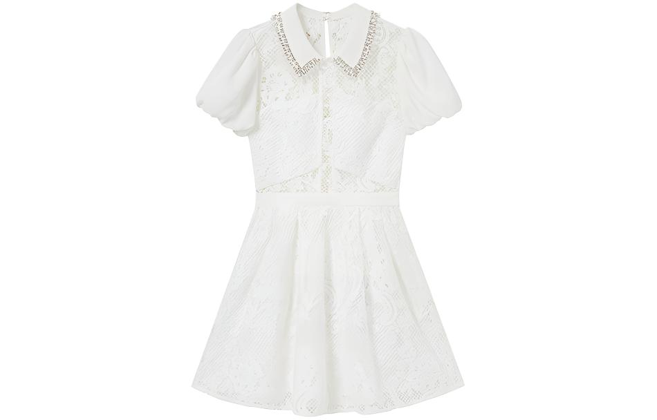 (Women) Self-Portrait Puff Sleeve Lace Embellished Elegant Princess Evening Dress SWF344Y16500