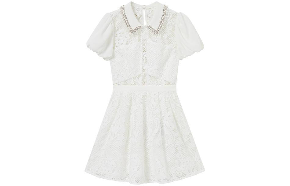 Order (W) Self-Portrait泡泡袖蕾丝点缀优雅公主晚礼裙 SWF344Y16500