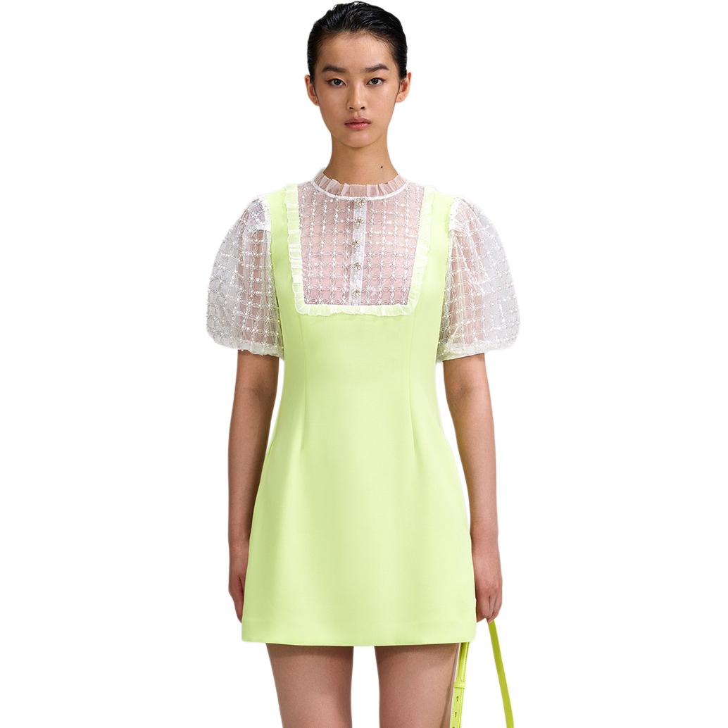 Lookbook (W) Self-Portrait 泡泡袖亮片網紗公主洋裝 - 時尚綠休閒洋裝 SWF342Y12600