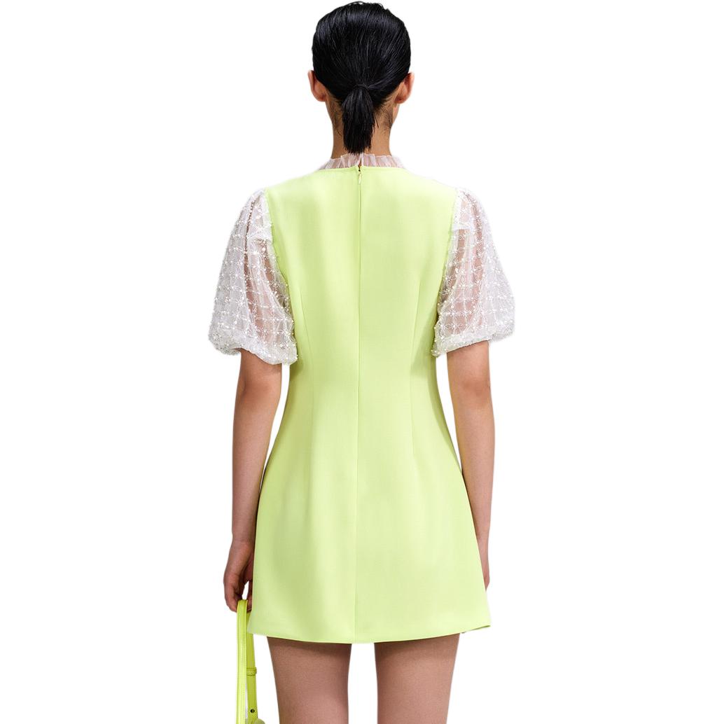 Shop (W) Self-Portrait 泡泡袖亮片網紗公主洋裝 - 時尚綠休閒洋裝 SWF342Y12600