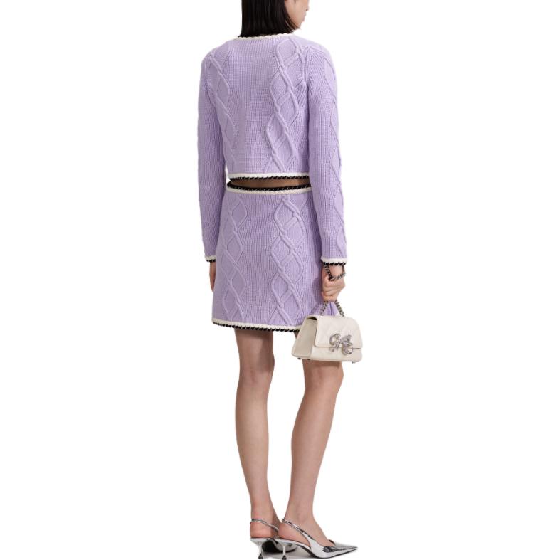 Shop (W) Self-Portrait 紫色蕾絲針織迷你裙 休閒裙. PF23194SKLKLILLAC