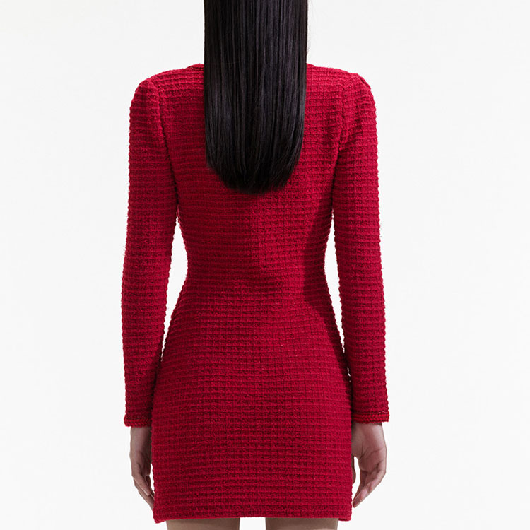 (Women) Self-Portrait Red Bow Square Neck Button Long Sleeve Wedding Bridesmaid Dress. SWF351M00500 圖 4