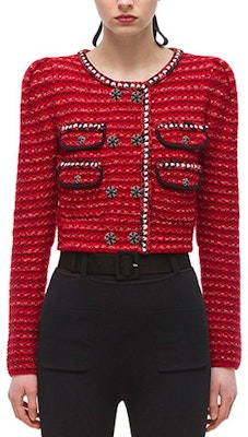 (W) Self-Portrait紅色羊毛混紡短款針織開衫外套 女裝 SWF325M11300137 Order (W) Self-Portrait紅色羊毛混紡短款針織開衫外套 女裝 SWF325M11300137