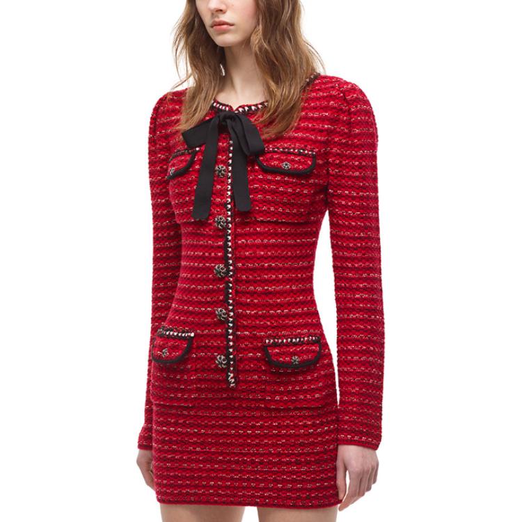 (Women) Self-Portrait Red Knitted Bow Long-Sleeve Dress  Elegant Style. SWF325M1100013706 圖 3