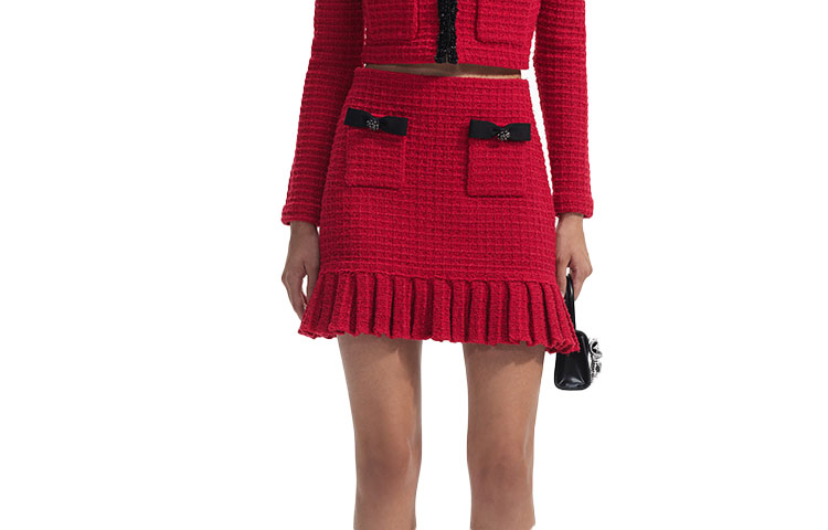 Order (W) Self-Portrait 紅色高腰蝴蝶結針織美人魚裙 女款 - 節慶風格 SWF351M02300