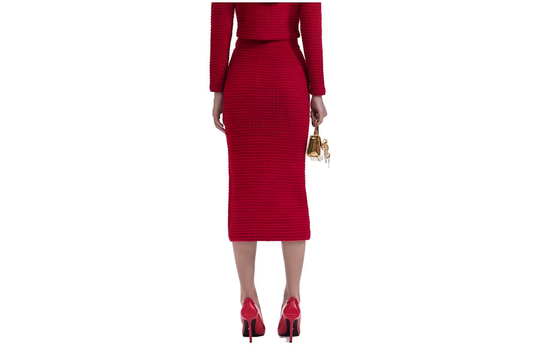 (Women) Self-Portrait Red Slim Knit Wedding Bridesmaid Dress Casual Maxi Gown for Women. SWF351M00800 圖 3