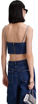 (W) Self-Portrait Denim Biru Crop Top Tanpa Lengan Wanita dengan Tali Rhinestone SWF343B00700 Shop (W) Self-Portrait Denim Biru Crop Top Tanpa Lengan Wanita dengan Tali Rhinestone SWF343B00700