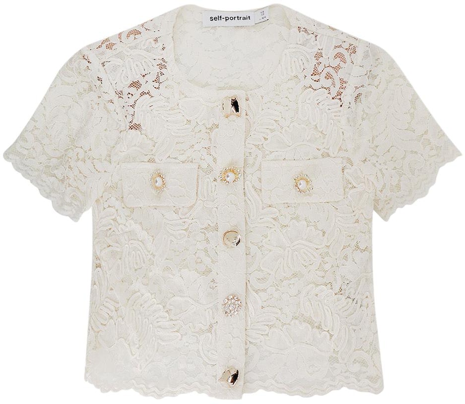 women-self-portrait-round-neck-button-hollow-short-sleeve-regular-t-shirt-beige-women-rs-24174-tc-cream