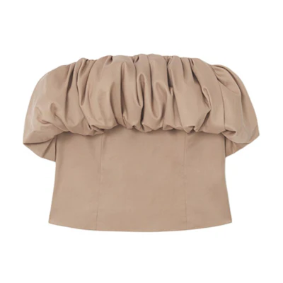 (Women) Self-Portrait Ruched Strapless Dress Khaki SWF353B00300