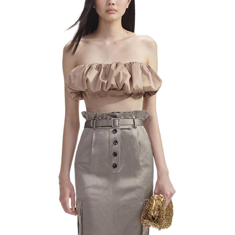 (Women) Self-Portrait Ruched Strapless Dress  Khaki SWF353B00300 圖 3