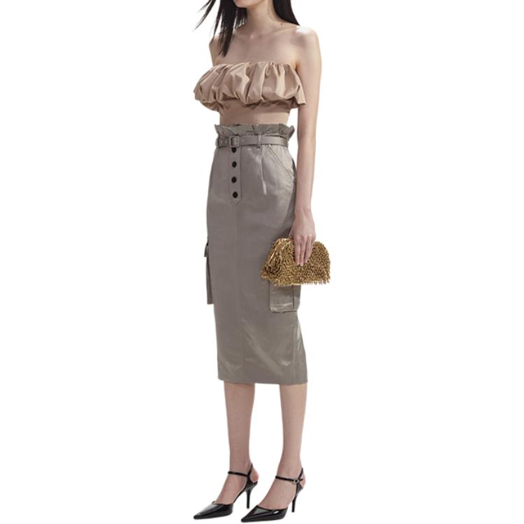 (Women) Self-Portrait Ruched Strapless Dress  Khaki SWF353B00300 圖 4