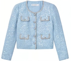 (Women) Self-Portrait Sequin Chain-Trim Jacket for Women - Misty Blue. SWF351T01000 (Women) Self-Portrait Sequin Chain-Trim Jacket for Women - Misty Blue. SWF351T01000