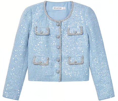 (W) Self-Portrait 女款亮片鍊條裝飾夾克 - 霧藍色 SWF351T01000 Buy (W) Self-Portrait 女款亮片鍊條裝飾夾克 - 霧藍色 SWF351T01000