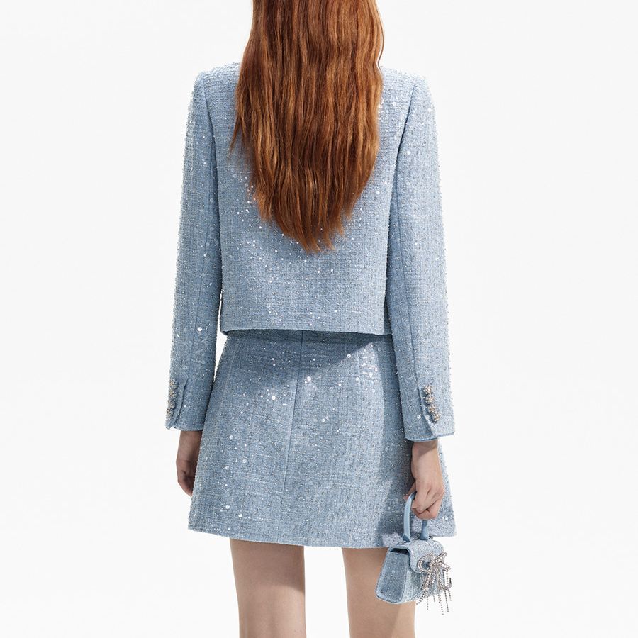 Shop (W) Self-Portrait 女款亮片鍊條裝飾夾克 - 霧藍色 SWF351T01000