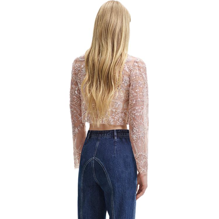 Shop (W) Self-Portrait 亮片網紗立領長袖T恤 女裝 SWF344C03700