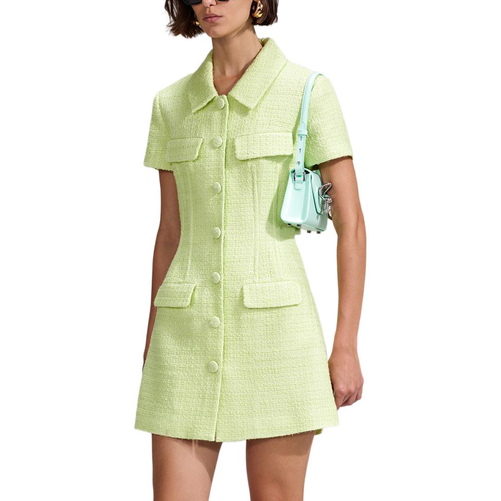 (Women) Self-Portrait Short-Sleeve Slim-Fit Polo Dress in Light Green for Women. SWF342Y12400