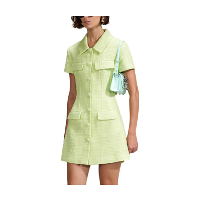 (Women) Self-Portrait Short-Sleeve Slim-Fit Polo Dress in Light Green for Women. SWF342Y12400