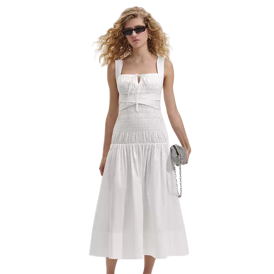 (Women) Self-Portrait Sleeveless Elegant Midi Dress U-Neck Princess Evening Gown SWF352Y19800