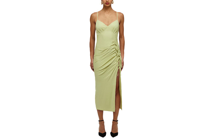 (Women) Self-Portrait Sleeveless Ruched Bow Tie Split Dress for Women. SWF331Y03500