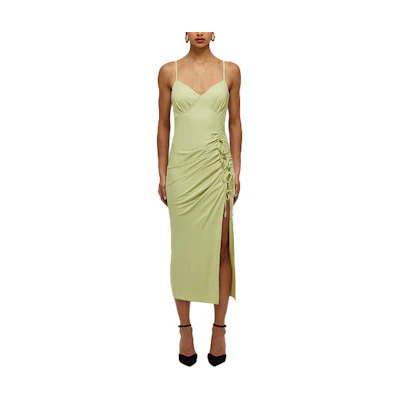 (Women) Self-Portrait Sleeveless Ruched Bow Tie Split Dress for Women. SWF331Y03500