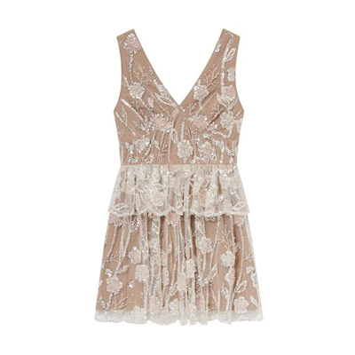 (Women) Self-Portrait Sleeveless Sequined Jacquard Party Dress - Elegant Princess Style. SWF352Y16100