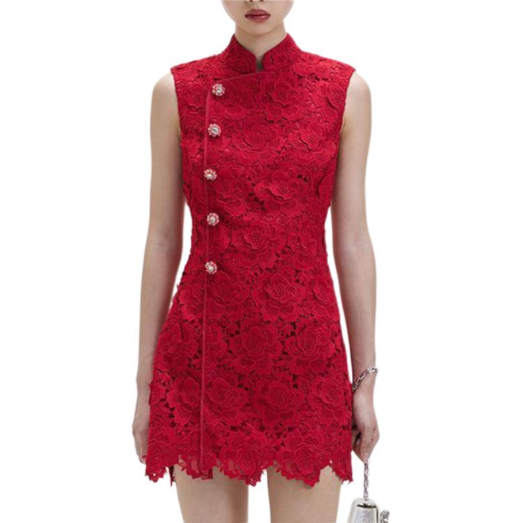 (Women) Self-Portrait Sleeveless Short Red Midi Dress for Women. SWF351Y06500137 圖 3