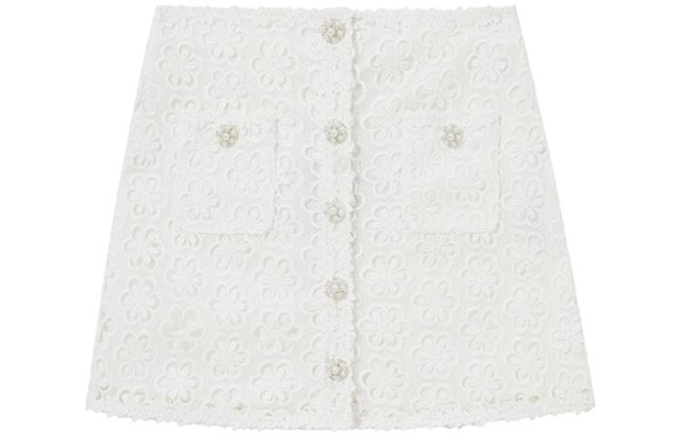 (Women) Self-Portrait Solid Daisy Lace Mid-Waist Casual Skirt for Women. SWF342Q02800