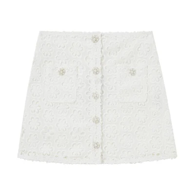 (Women) Self-Portrait Solid Daisy Lace Mid-Waist Casual Skirt for Women. SWF342Q02800