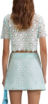 (W) Self-Portrait 蕾絲短袖短版襯衫 女款 薄荷綠 SWF342C02300 Details for (W) Self-Portrait 蕾絲短袖短版襯衫 女款 薄荷綠 SWF342C02300