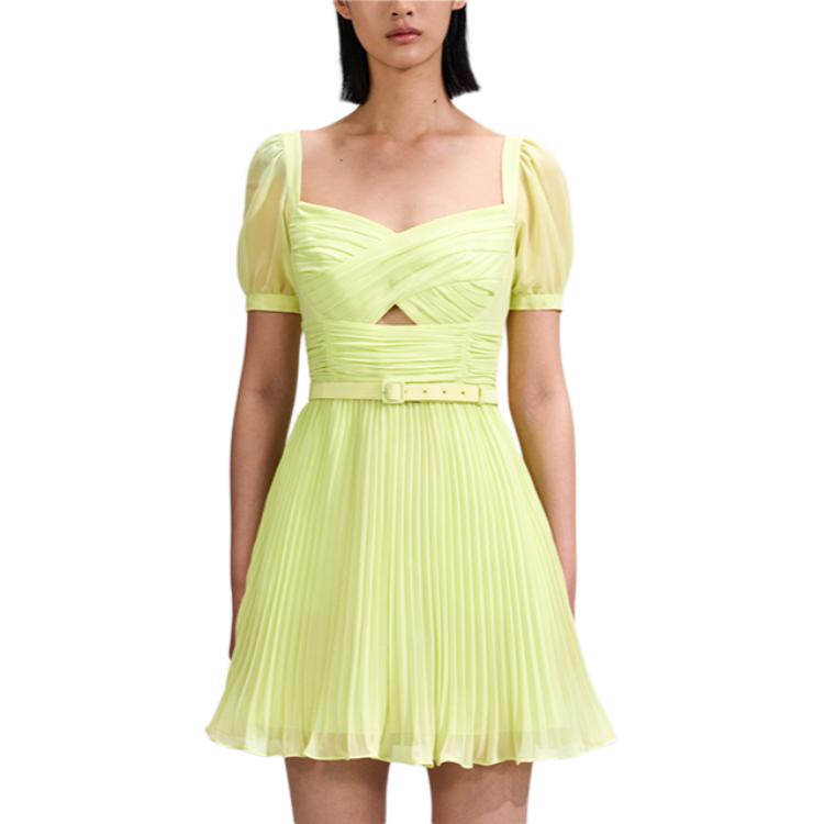 (Women) Self-Portrait Solid Square Neck Cutout Waist Mini Dress Women’s Lime Green SWF342Y12000 圖 3