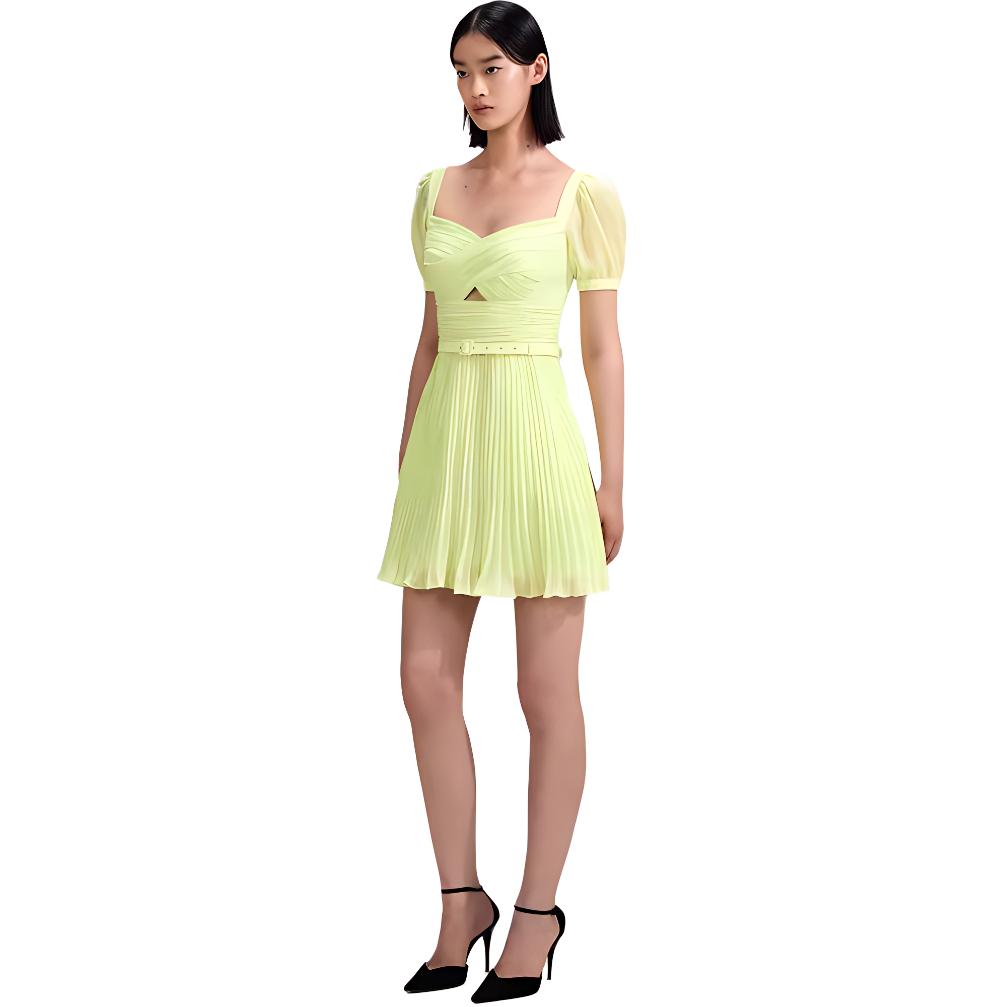 (Women) Self-Portrait Solid Square Neck Cutout Waist Mini Dress Women’s Lime Green SWF342Y12000 圖 5
