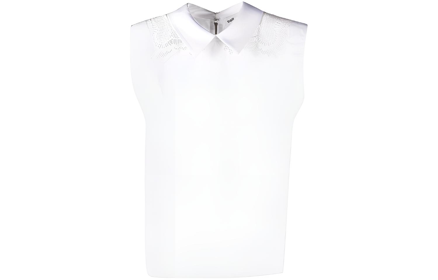 (Women) Self-Portrait SS21  White Lace Detail Zip Shirt SS21045SCWHITE