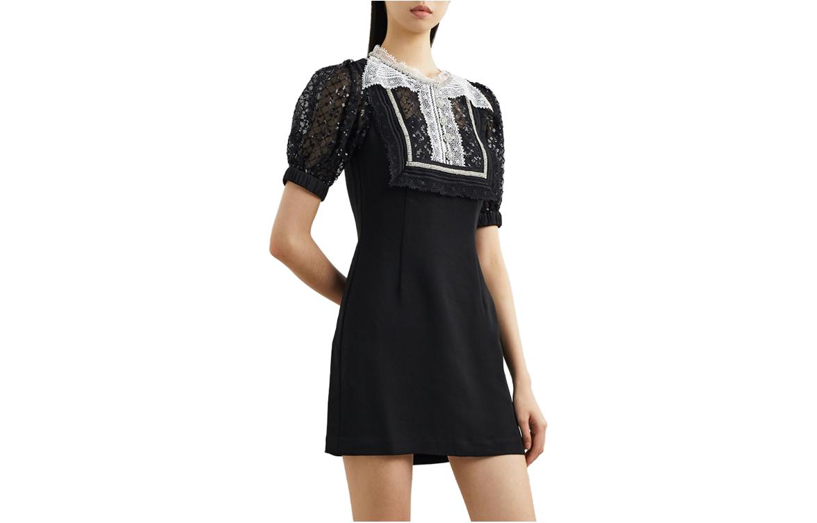(Women) Self-Portrait SS21 Black Lace Puff Sleeve Slim Fit A-Line Mini Dress Women. SWF345Y04900 圖 2