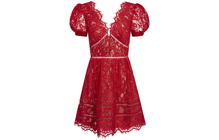 (Women) Self-Portrait SS21 Red Cutout Wrap A-Line Short Sleeve Dress Women’s RS21035 圖 2