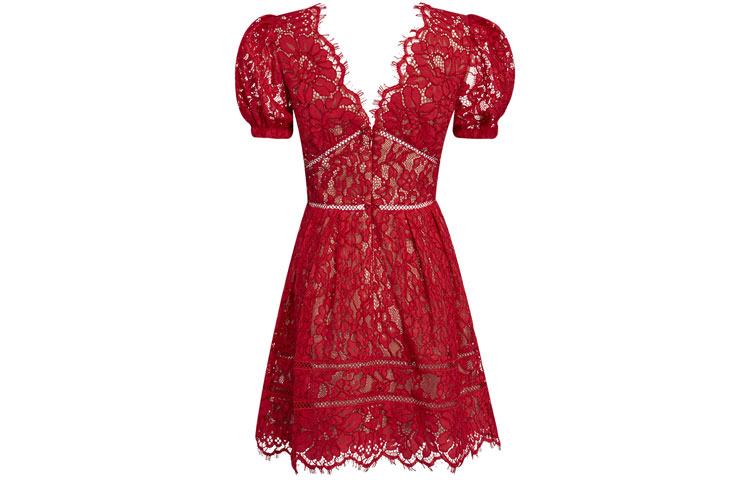 (Women) Self-Portrait SS21 Red Cutout Wrap A-Line Short Sleeve Dress Women’s RS21035 圖 3