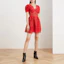 Shop (W) Vestido Mujer Self-Portrait SS21 Rojo Corte Envuelto Línea-A Manga Corta RS21035