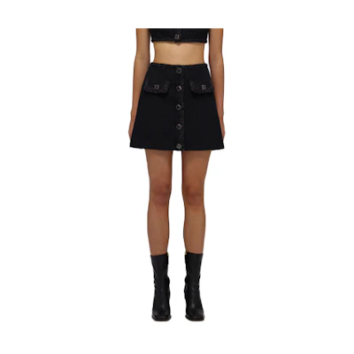 (Women) Self-Portrait SS22 High-Waist Vintage Black Denim Skirt SWF332Q01200